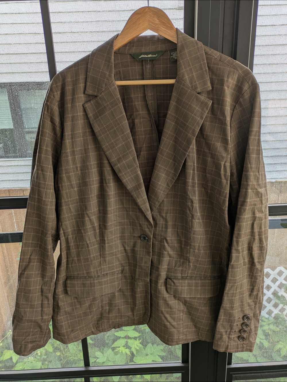 Eddie Bauer Women's Tall Brown Plaid Blazer